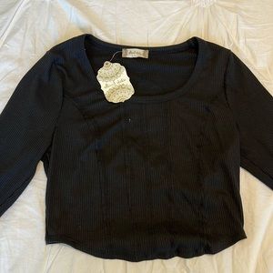 Altar’d State Black Corset Cropped Long Sleeve